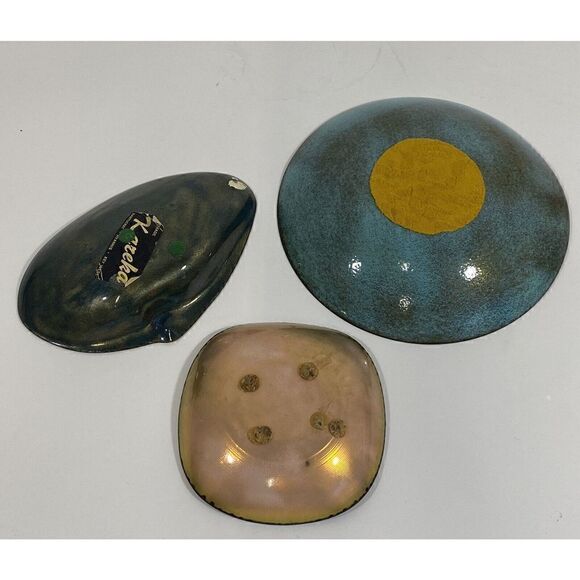 Lot (3) MCM Midcentury Modern Trinket Dish Trays Kareka Statham - Picture 7 of 14